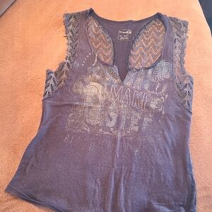 We The Free Charcoal Lace Tank Top
